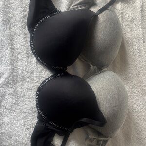 Vince Camuto Black and Gray Molded T-Shirt Bras